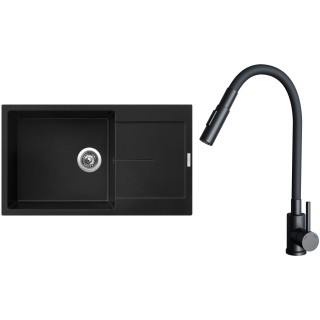 Set Sinks G33926 (dřez Ultima 860 XXL Pureblack 26 + baterie Elasta S Černá matná)