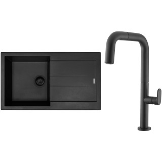 Set Sinks G281N6 (dřez Amanda 860 NANO BL Nanoblack N6 + baterie Eva P Nanoblack N6)