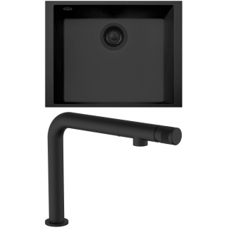 Set Sinks G304N6 (dřez Cube 490U NANO BL Nanoblack N6 + baterie Comforta Nanoblack N6)