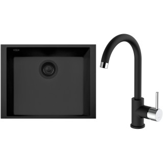 Set Sinks G307N6 (dřez Cube 490U NANO BL Nanoblack N6 + baterie Mix 35 Nanoblack N6)