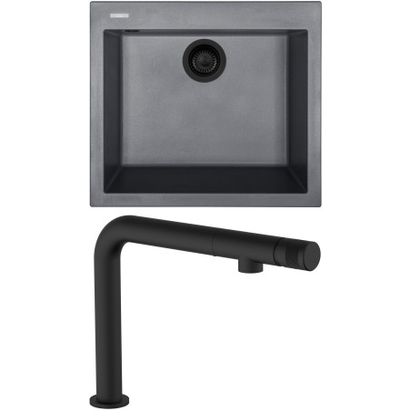 Set Sinks G310N4 (dřez Cube 560 NANO BL Nanogrey N4 + baterie Comforta Nanoblack N6)