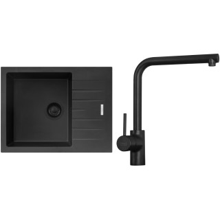 Set Sinks G11126BL (dřez Perfecto 650 BL Pureblack 26 + baterie Elka Černá matná)