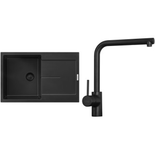 Set Sinks G12326BL (dřez Ultima 790 BL Pureblack 26 + baterie Elka Černá matná)
