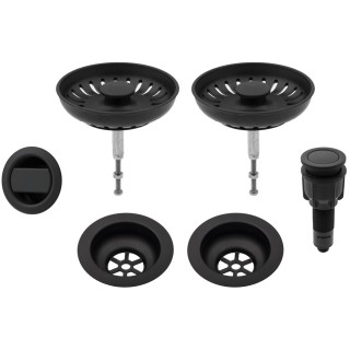Černé komponenty pro granitové dřezy Sinks, pro dvoudřezy s ovladačem