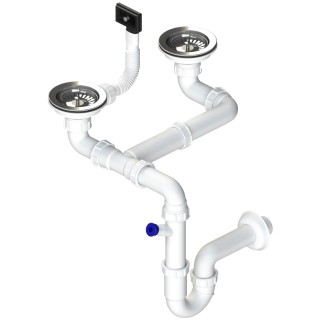 Dvousifon Sinks SPNS3D 3 1/2" pro nerezové dřezy, s úsporou místa